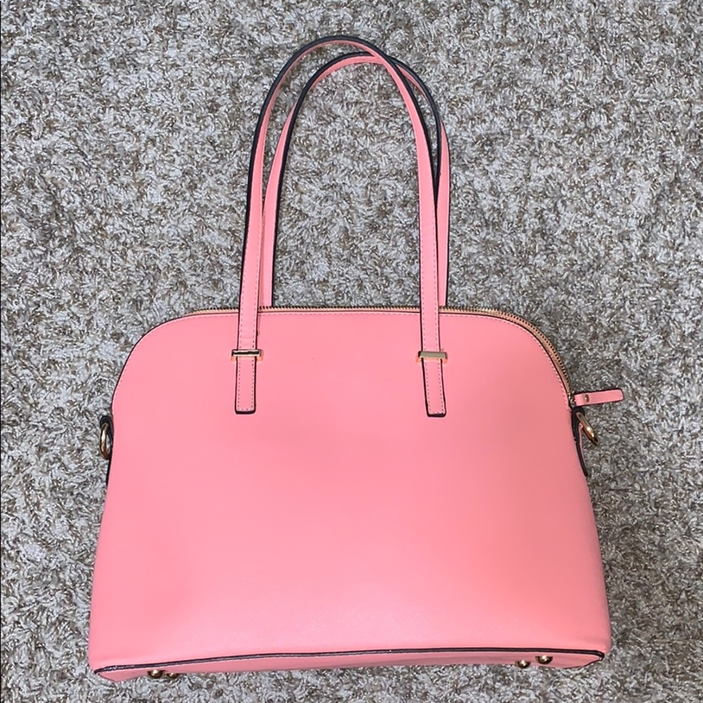 Coral colored purse handbag